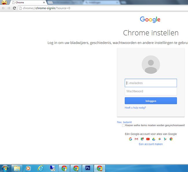 Chrome instellen