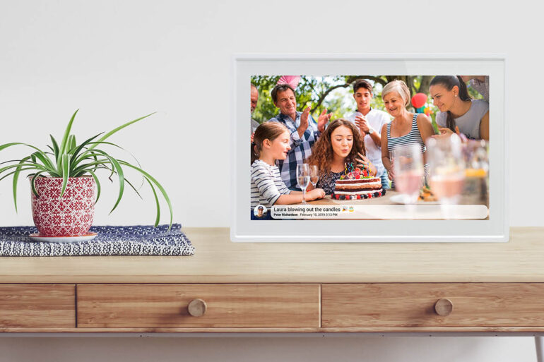 Vakantiefoto's op een digitale fotolijst