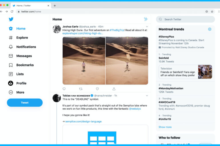 twitter website op desktop